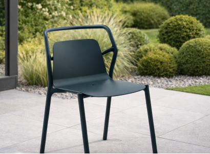 Exklusiver Gartenstuhl Designer Dunklegrüner Metall Gartenhocker