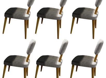 Elegantes Graues Stuhl-Set 6x Stoffstühle Esszimmer Möbel Stühle