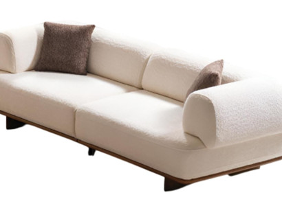 Exklusives Beiges Polstersofa Moderne Textilcouch Wohnzimmer 3-er