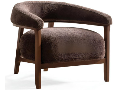 Eleganter Dunkelbrauner Sessel Designer Stoffsessel Polstersessel