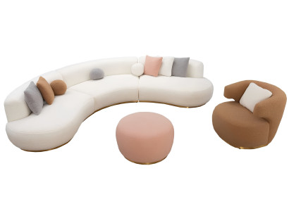 Designer Wohnzimmer Garnitur Weißer 4-Sitzer Designer Stoffsessel