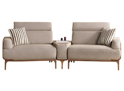 Komfortabler Beiger 2-Sitzer Elegante Wohnzimmer Polstercouch 2-er