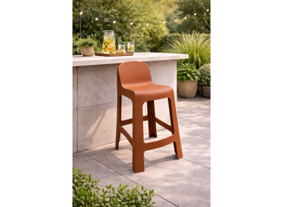 Edler Brauner Barhocker Gartenhocker Exklusiver Lounge Sitzhocker