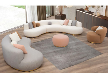 Komplette Wohnzimmer Sitzgarnitur Designer Sofas Polsterhocker 4tlg