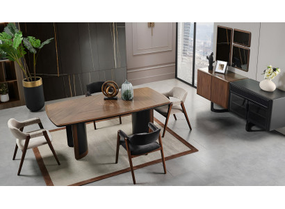 Stilvolles Esszimmer-Set Designer Esstisch 4x Küchenstühle Sideboard