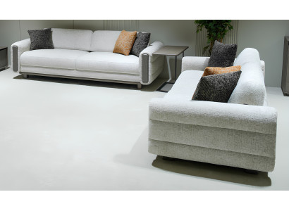 Weiße Wohnzimmer Sofagarnitur Polstersofa Designer Stoff 3-Sitzer