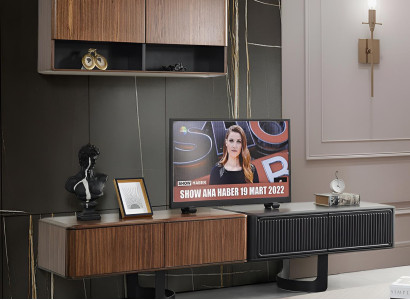 Stilvolle Wohnzimmer Garnitur Designer TV-Lowboard Edler Wandschrank