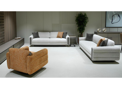 Wohnzimmer Polster Set Stilvolle 2x 3-Sitzer Textilsessel 3tlg Möbel