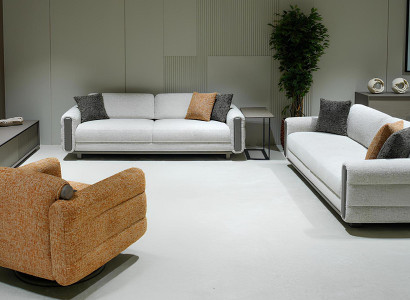 Wohnzimmer Polster Set Stilvolle 2x 3-Sitzer Textilsessel 3tlg Möbel