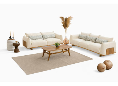 Exklusives Weißes Sofa-Set Moderner 3-Sitzer Polstersofas 2x Couchen