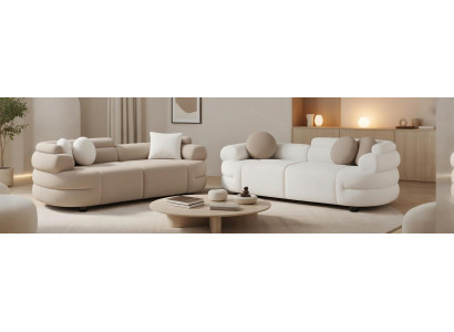 Designer Wohnzimmer Sofas Luxuriöse Weiße Polstercouchen 2-er Set