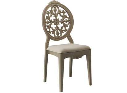 Beiger Carbon-Stuhl mit Rückenlehne für Ess- & Wohnzimmer