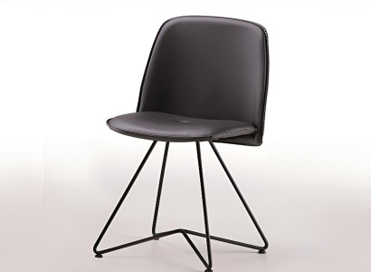 Schwarzer Kunstlederstuhl Designer Metallgestell Moderne Sitzstühle