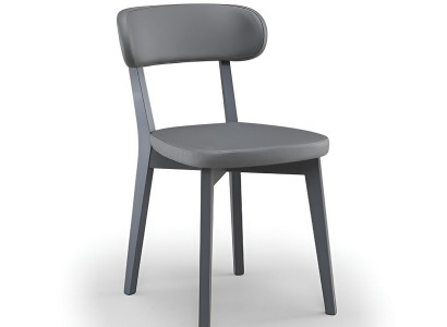 Grauer Lederstuhl Edle Esszimmerstühle Moderne Holzfüße Sitzmöbel