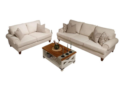 Modernes 2-teiliges Wohnzimmer-Set: 3-Sitzer und 2-Sitzer in Grau