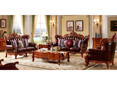 Luxuriöser Wohnzimmer Komplettes Sofagarnitur 3+2+1 Sitzer Kunstleder Set