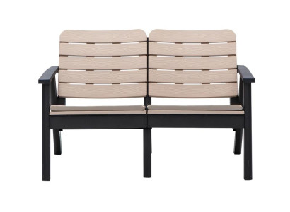 Designer Beige Gartenbank Luxuriöse Terrassen Sitzmöbel Holzbank