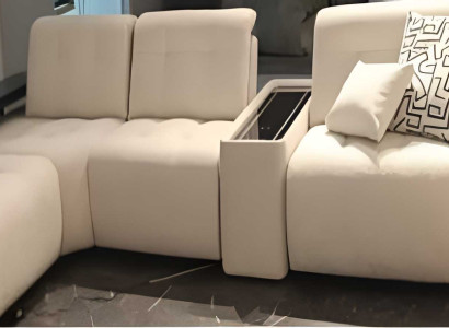 Beiges Wohnzimmer Polstersofa Designe Eckcouch L-Form Textilsofa