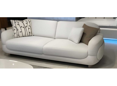Weißes Polstersofa Designer Wohnzimmer 3-Sitzer Textil Dreisitzer