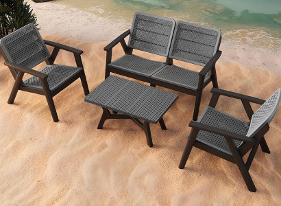 Stilvolles Terrassen Set Designer Gartenmöbel Bank Couchtisch Sessel