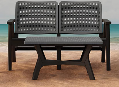 Exklusive Gartenmöbel Designer Garnitur Holzbank Edler Couchtisch