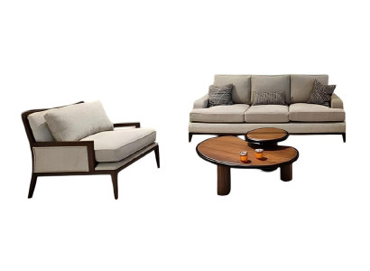 Stilvolles Wohnzimmer-Set in Grau 3-Sitzer & Sessel