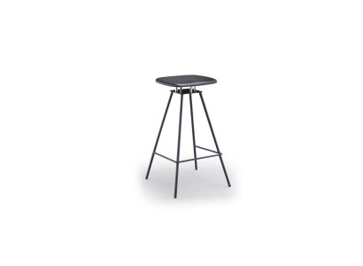 Moderner Barhocker mit schwarzem Sitz und schwarzem Metallgestell