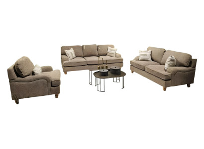 Stilvolles Wohnzimmer-Set in Beige: 3-Sitzer 2-Sitzer & Sessel