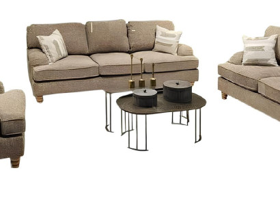Stilvolles Wohnzimmer-Set in Beige: 3-Sitzer 2-Sitzer & Sessel