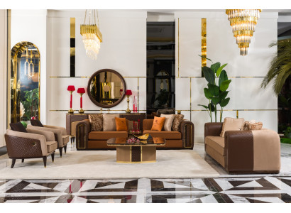 Exklusive Wohnzimmer Sitzgarnitur Edle Sofas Couchtisch 2x Sessel