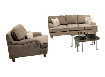Stilvolles Wohnzimmer-Set aus 3-Sitzer und Sessel