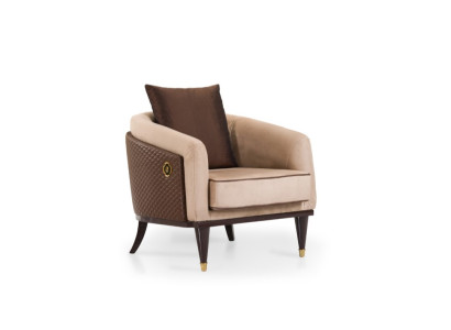 Exklusiver Clubsessel Beiger Lehnsessel Luxuriöser Leder 1-Sitzer