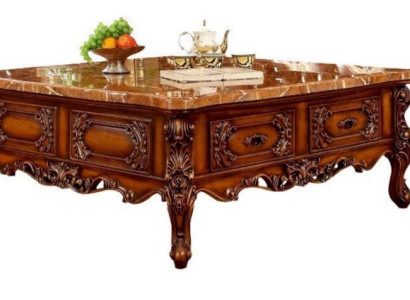 Brauner Klassischer Wohnzimmertisch Designer Massivholz Couchtisch