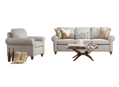 Komfortables Wohnzimmer-Set: 3-Sitzer und Sessel in elegantem Design.