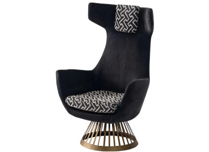 Stilvoller Schwarzer Sessel Designer Polstersessel Metallgestell