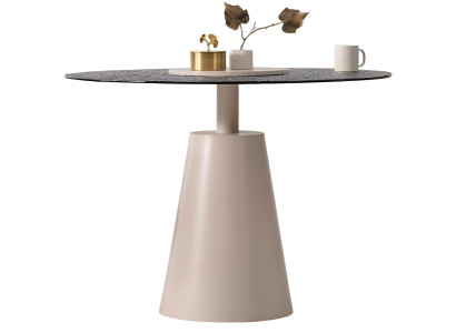 Stilvoller Rundtisch Esszimmertisch Schwarze Tischplatte Standfuß