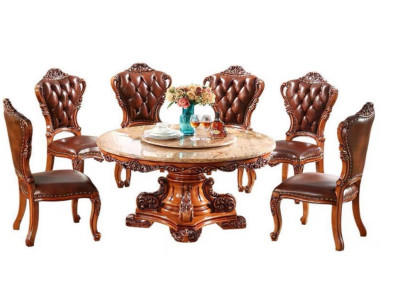 Klassische Barock Esszimmergarnitur Chesterfield Stühle Esstisch