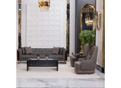 Stilvolles Graues Wohnzimmer Set Designe Couch Polstersessel Tische