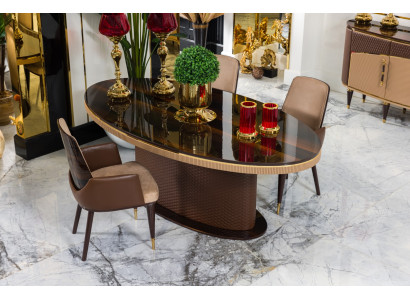 Moderne Esszimmergarnitur Designer Halbrunder Esstisch 4x Stühle