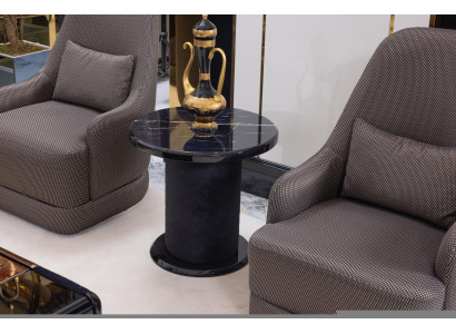 Runder schwarzer Beistelltisch aus Holz Wohnzimmertisch Designtisch