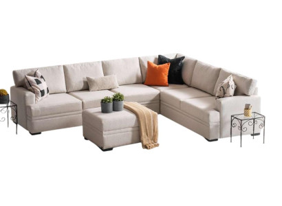 L-Form Ecksofa in Elegantem Beige – Perfekt für Ihr Wohnzimmer