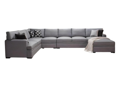 Graues U-Ecksofa aus Hochwertigem Kunstleder – Komfort und Stil