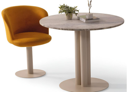 Stilvolle Esszimmergarnitur Designer Rundtisch Edler Sitzstuhl 2tlg