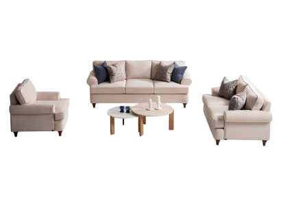 Komplettes Wohnzimmer-Set: 3-Sitzer, 2-Sitzer und Sessel – Stilvoll