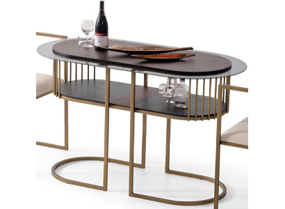 Moderner Ovaler Esstisch Designer Küchentische Edles Metallgestell