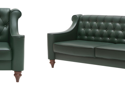 Grünes Chesterfield Sofa Set Designer Couchen Luxus 2x Sessel