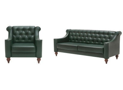 Klassisches Chesterfield Sofa-Set in Grün mit 2-Sitzer und 2x Sessel