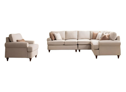 Wohnzimmer-Set mit L-förmigem Ecksofa und Passendem Sessel – Modern