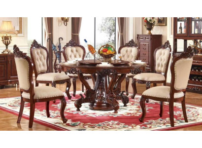 Klassische Esszimmer Möbel Edler Esstisch 6x Chesterfield Stühle