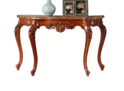 Brauner Klassischer Konsolentisch Designer Wohnzimmer Holztisch